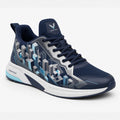 Vertex Isometric City Sneaker in navy with silver geometric Vertex menswear design