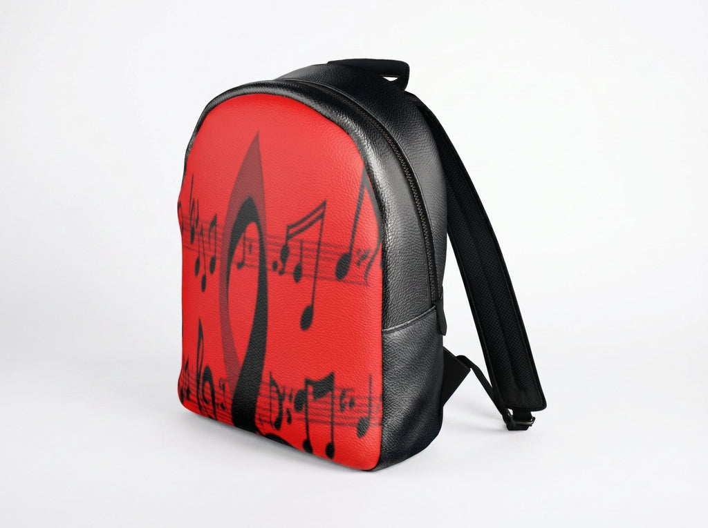 Rich and Rich Musical Notes Red Colville Leather Backpack - Rich and Rich Homeopportunities