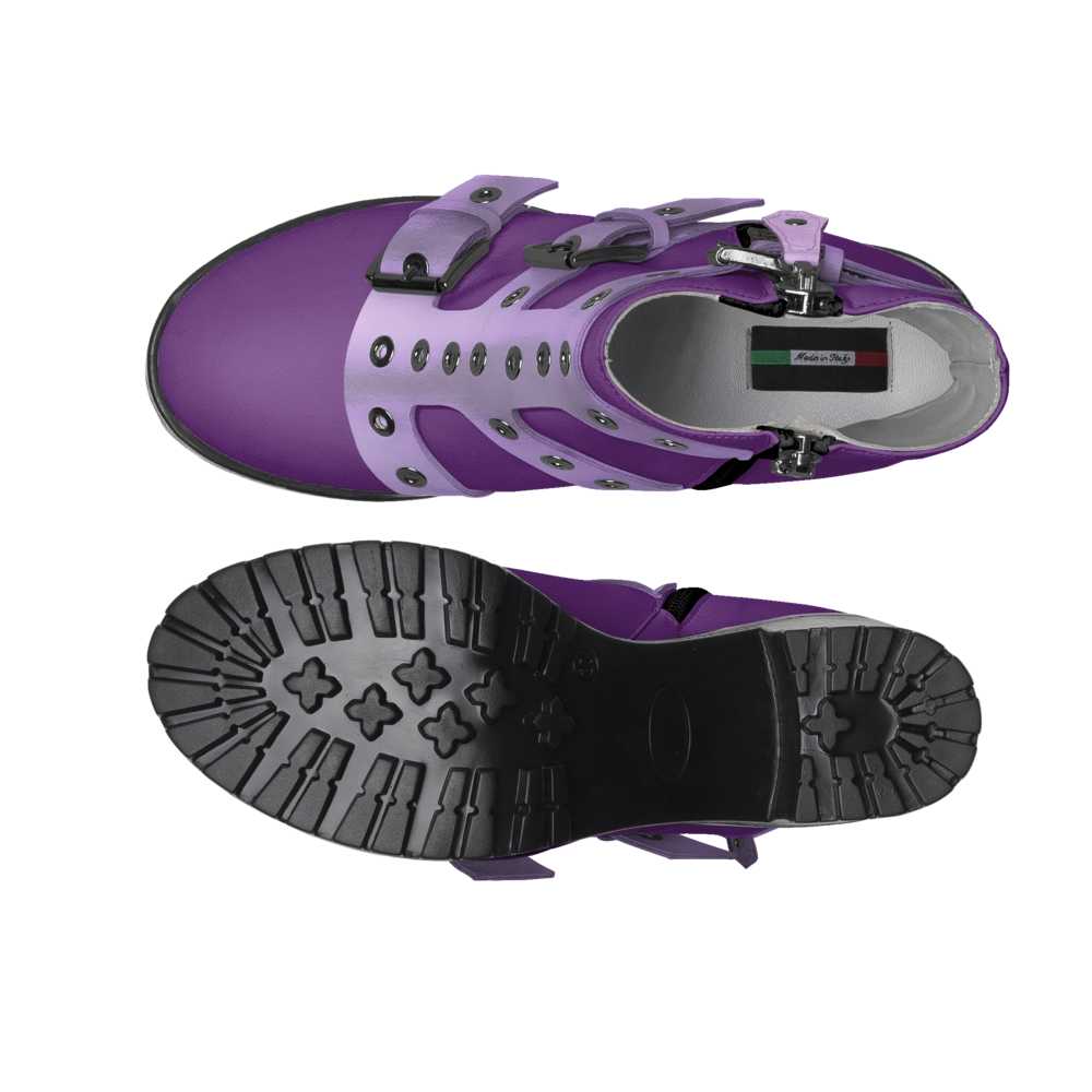 Rich and Rich Lavenique Lavender Purple Women's Chunky Heel Boot with Monk Strap and Triple Straps