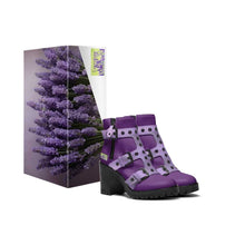 Load image into Gallery viewer, Rich and Rich Lavenique Lavendar Purple Zippered Women&#39;s Chunky Boot Heel With Monk Strap Design and Triple Straps
