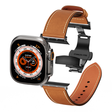 Load image into Gallery viewer, Affordable Genuine Leather Butterfly Buckle Band for Apple Watch
