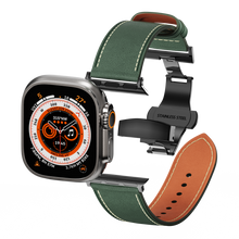 Load image into Gallery viewer, Leather Butterfly Band – Ideal Gift for Apple Watch Users – Soft Genuine Leather, Multiple Colors ⚫️ Sleek Black Buckle

