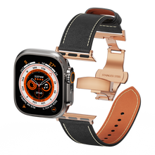 Load image into Gallery viewer, Affordable Genuine Leather Butterfly Buckle Band for Apple Watch
