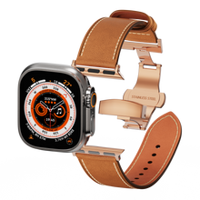 Load image into Gallery viewer, Affordable Genuine Leather Butterfly Buckle Band for Apple Watch
