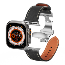 Load image into Gallery viewer, Affordable Genuine Leather Butterfly Buckle Band for Apple Watch
