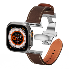 Load image into Gallery viewer, Affordable Genuine Leather Butterfly Buckle Band for Apple Watch
