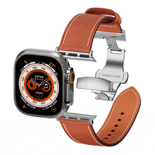 Load image into Gallery viewer, Affordable Genuine Leather Butterfly Buckle Band for Apple Watch
