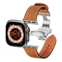 Load image into Gallery viewer, Affordable Genuine Leather Butterfly Buckle Band for Apple Watch
