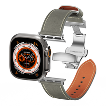 Load image into Gallery viewer, Affordable Genuine Leather Butterfly Buckle Band for Apple Watch
