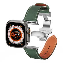 Load image into Gallery viewer, Affordable Genuine Leather Butterfly Buckle Band for Apple Watch
