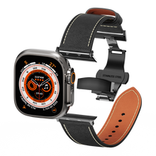 Load image into Gallery viewer, Affordable Genuine Leather Butterfly Buckle Band for Apple Watch
