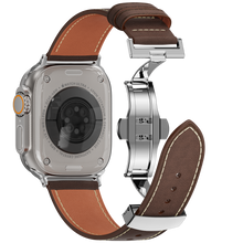 Load image into Gallery viewer, Affordable Genuine Leather Butterfly Buckle Band for Apple Watch
