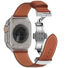Load image into Gallery viewer, Affordable Genuine Leather Butterfly Buckle Band for Apple Watch
