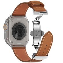 Load image into Gallery viewer, Affordable Genuine Leather Butterfly Buckle Band for Apple Watch
