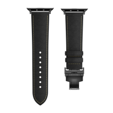 Load image into Gallery viewer, Leather Butterfly Band – Ideal Gift for Apple Watch Users – Soft Genuine Leather, Multiple Colors ⚫️ Sleek Black Buckle
