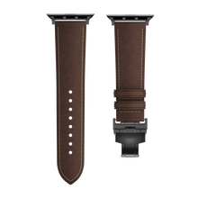 Load image into Gallery viewer, Leather Butterfly Band – Ideal Gift for Apple Watch Users – Soft Genuine Leather, Multiple Colors ⚫️ Sleek Black Buckle

