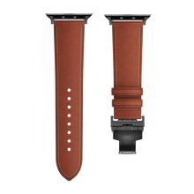 Load image into Gallery viewer, Leather Butterfly Band – Ideal Gift for Apple Watch Users – Soft Genuine Leather, Multiple Colors ⚫️ Sleek Black Buckle

