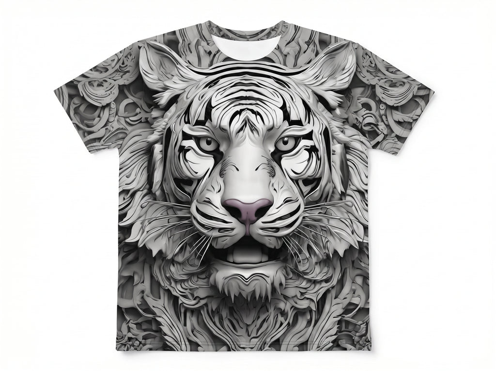 Rich & Rich Silver Baroque Tiger All-Over Print T-Shirt flat mockup