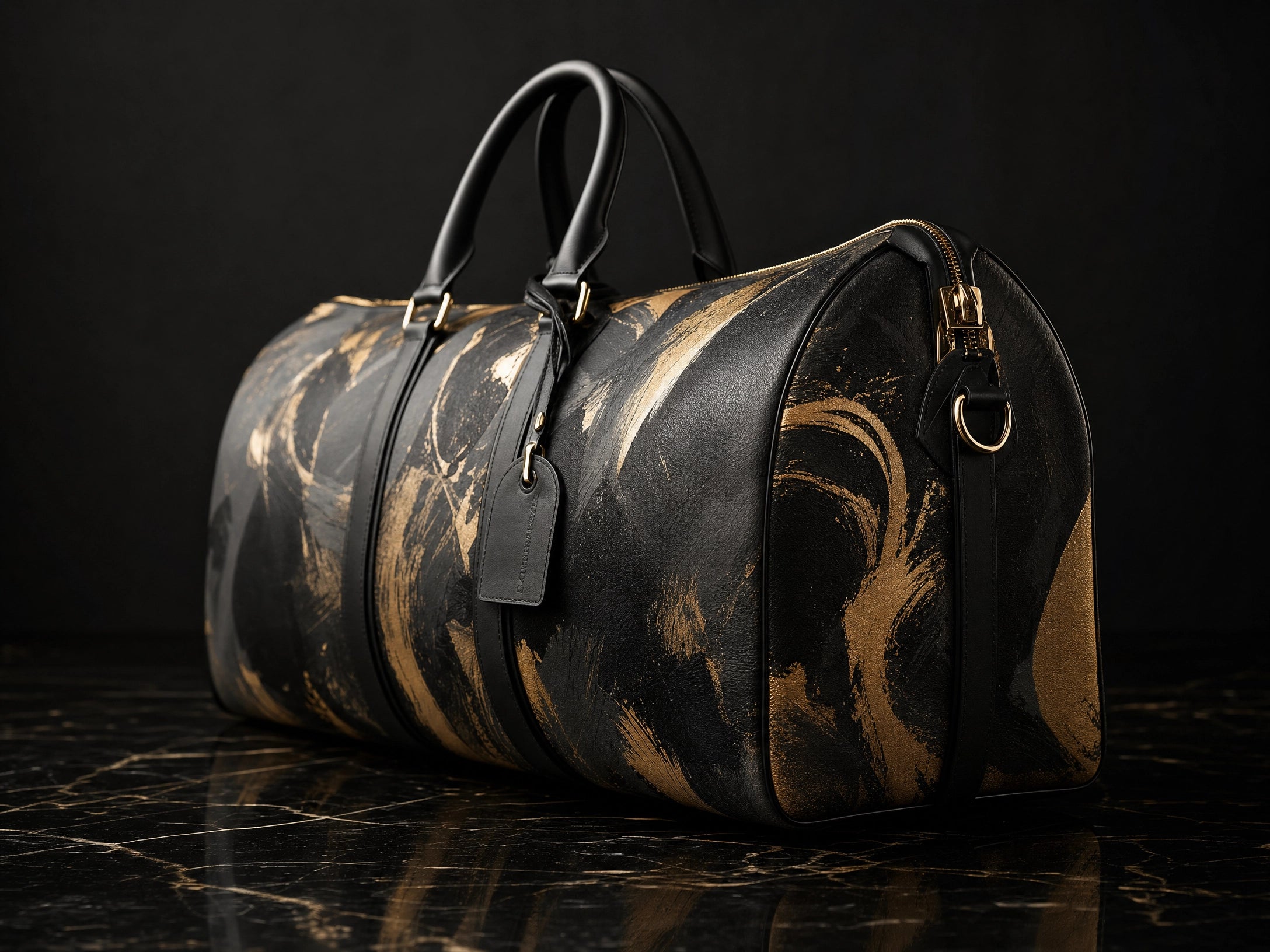 Rich and Rich JetSet Journey Luxe Black Abstract Large Capacity Duffle Bag