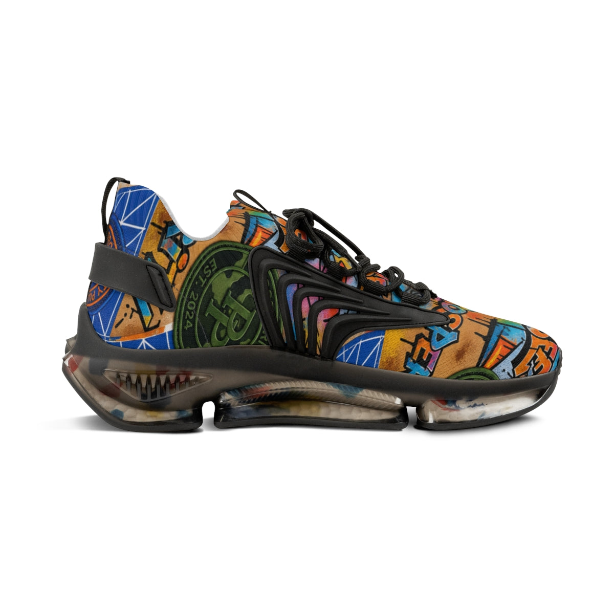 Graffiti Mesh Sneakers — Colorful Urban Streetwear for Men