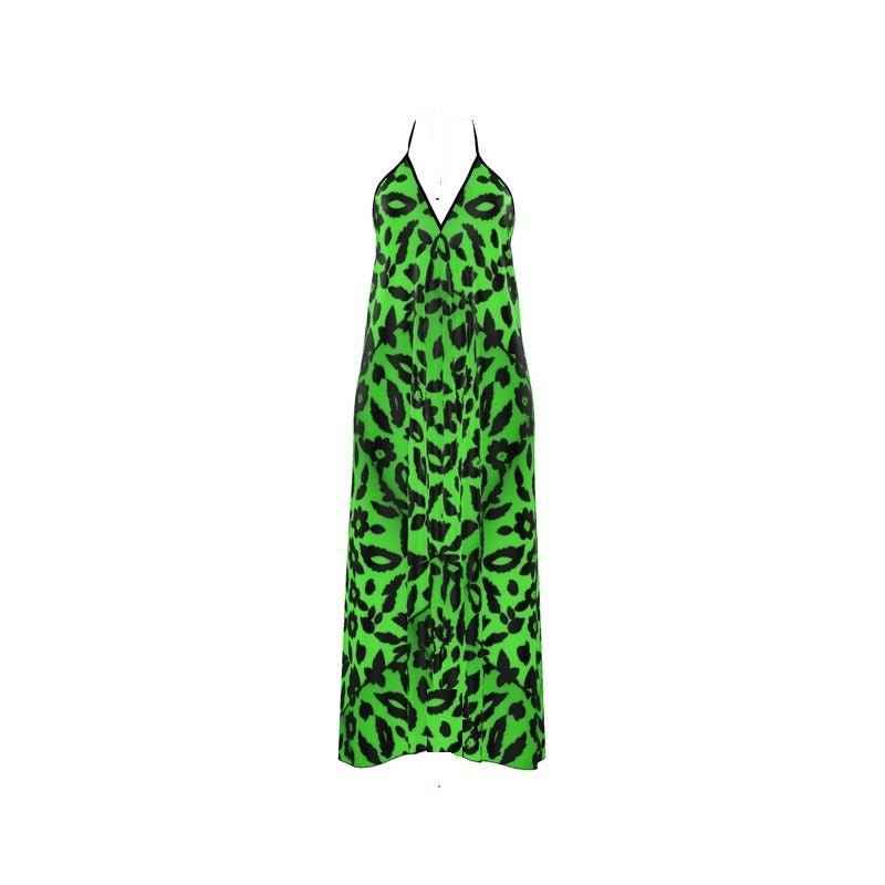 Green halterneck midi dress with backless design and abstract print — additional view 8