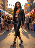 Rich and Rich Orange & Black Ladies Guitar Wedge Espadrilles