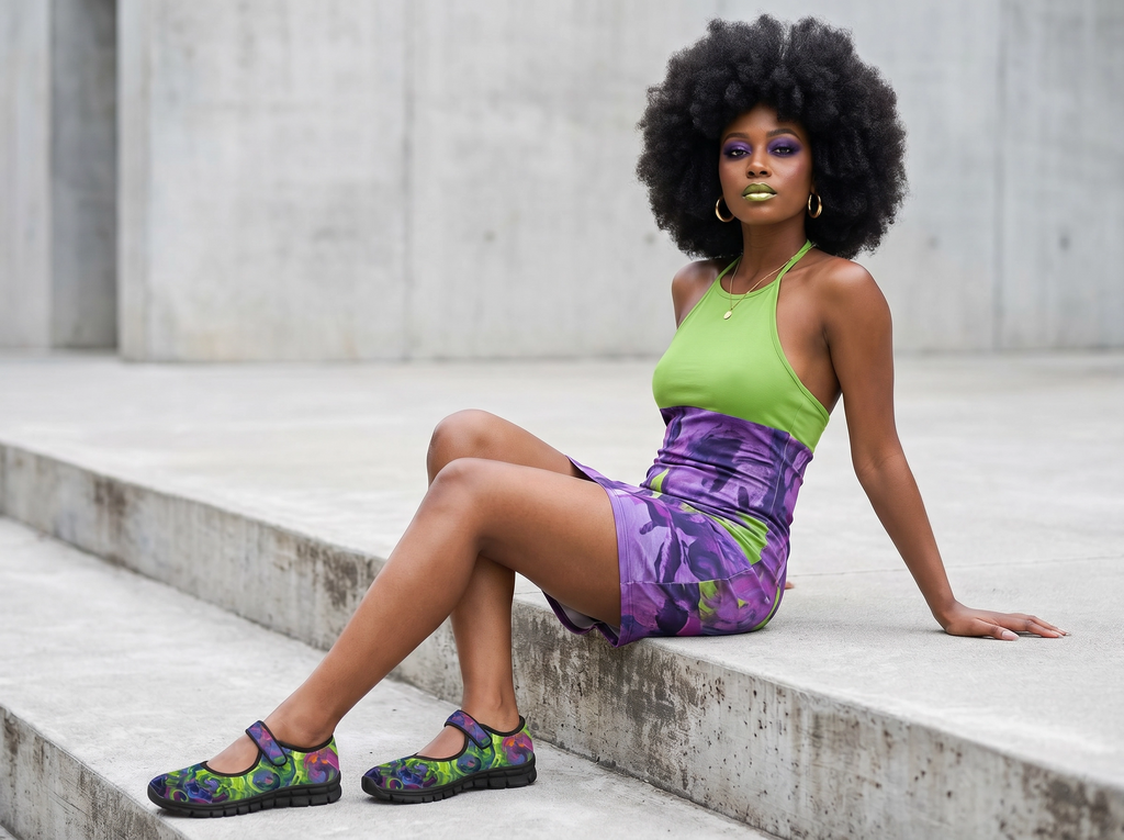 Rich and Rich Key Lime Zen Abstract Women’s Mary Jane Shoes | Lightweight Mesh Mary Janes with EVA Comfort Sole