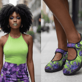 Women’s key lime abstract Mary Jane shoes with mesh upper and Velcro strap and EVA sole — additional view 12