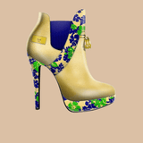 Yellow women's tassel stiletto pumps with high slim 12 cm heel and decorative tassels — additional view 9