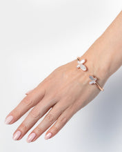 Load image into Gallery viewer, 18K Rose Gold &amp; CZ Encrusted Mother Of Pearl Butterfly Women&#39;s Bangel Bracelet Jewelry
