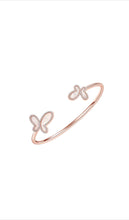Load image into Gallery viewer, 18K Rose Gold &amp; CZ Encrusted Mother Of Pearl Butterfly Women&#39;s Bangel Bracelet Jewelry
