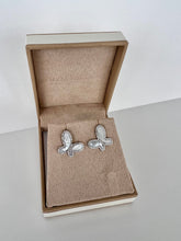 Load image into Gallery viewer, 925 Silver with Mother Of Pearl Cubic Zirconia  Stud Butterfly Earring Jewelry
