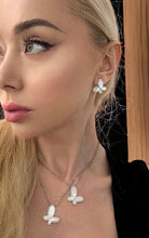 Load image into Gallery viewer, 925 Silver with Mother Of Pearl Cubic Zirconia  Stud Butterfly Earring Jewelry
