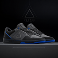 Vertex Equilateral Mark Sneaker in graphite with electric blue geometric Vertex menswear design