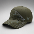 Vertex Parametric Wave Baseball Baseball Cap in olive with graphite geometric Vertex menswear design