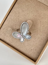 Load image into Gallery viewer, .925 Silver Ring w/ Mother Of Pearl Butterfly encrusted with Cubic Zirconia Jewelry
