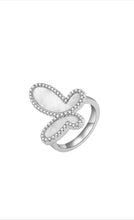 Load image into Gallery viewer, .925 Silver Ring w/ Mother Of Pearl Butterfly encrusted with Cubic Zirconia Jewelry
