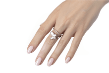 Load image into Gallery viewer, .925 Silver w/ Mother Of Pearl Cubic Zirconia Encrusted Swirl Butterfly Ring Jewelry
