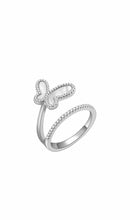 Load image into Gallery viewer, .925 Silver w/ Mother Of Pearl Cubic Zirconia Encrusted Swirl Butterfly Ring Jewelry
