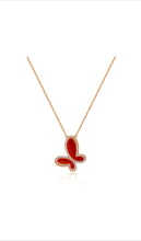 Load image into Gallery viewer, Green Malachite w/ 18k Gold &amp; Cubic Zirconia Butterfly Necklace Jewelry
