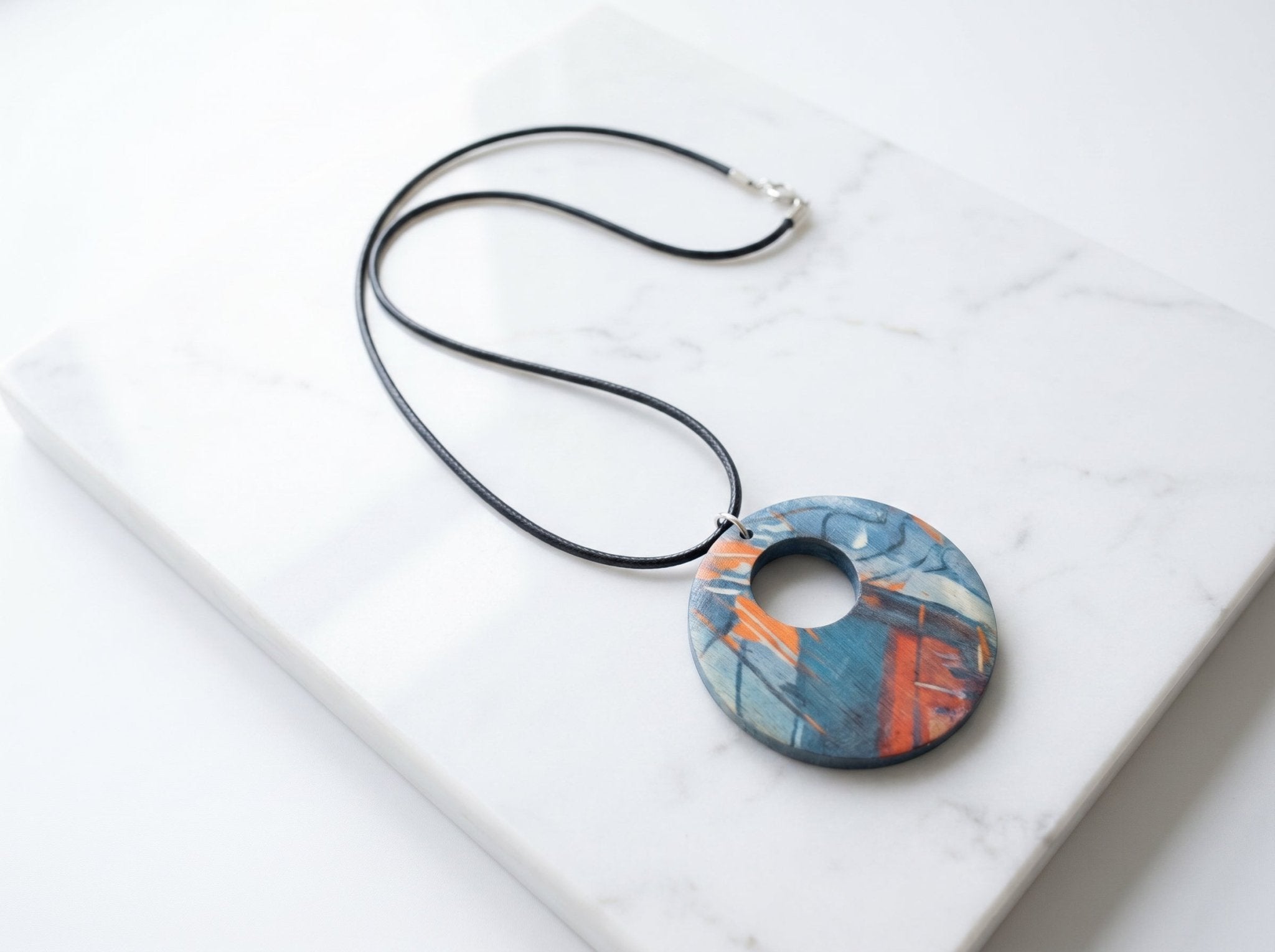 Rich and Rich Denim Blue Look Wooden Pendant Organic Shapes - Rich and Rich Homeopportunities