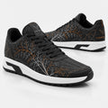 Vertex Fractal Vector Sneaker in black with signal orange geometric Vertex menswear design