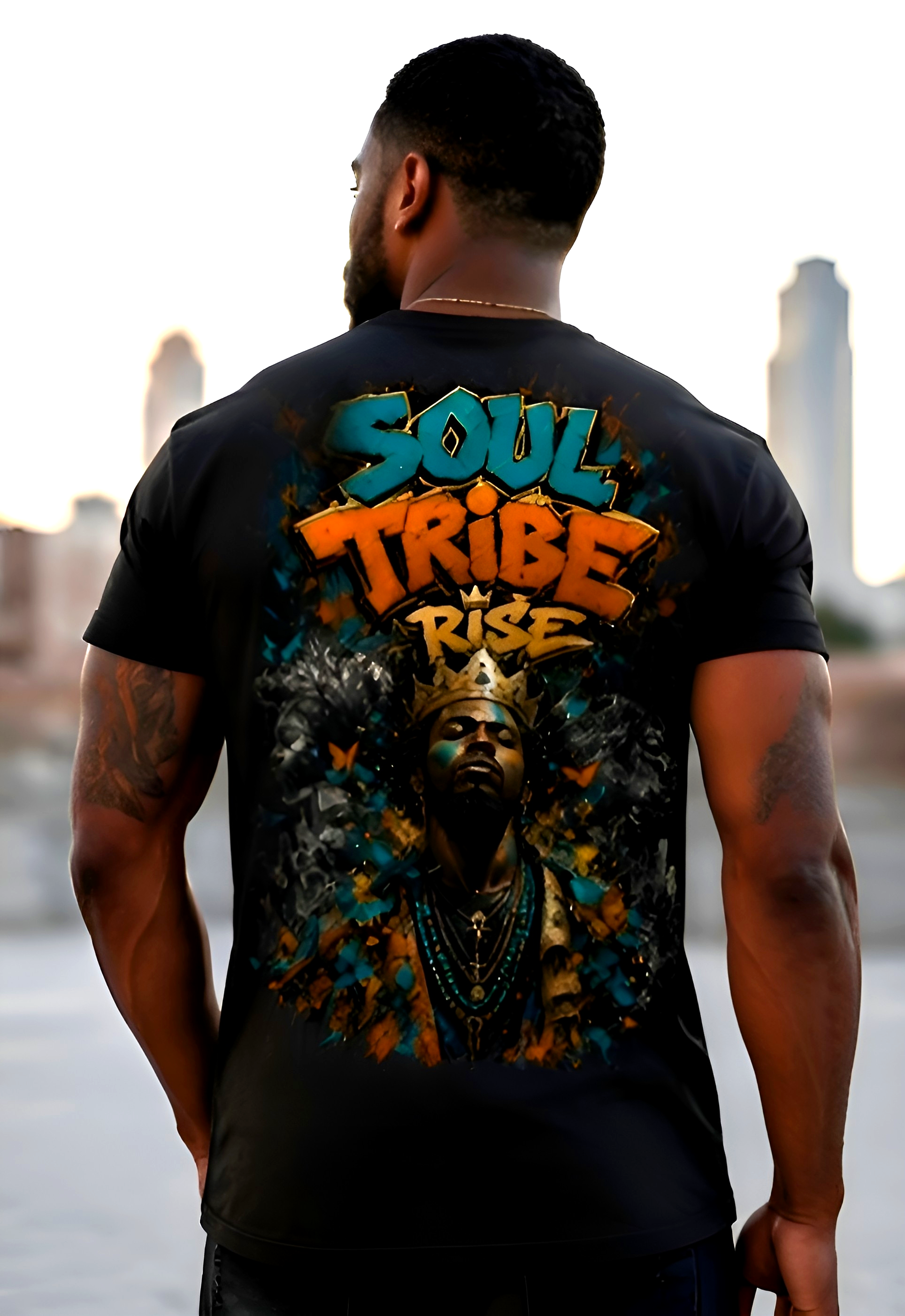 Rich and Rich Soul Tribe Rise Men’s T-Shirt | All-Over Print Streetwear Tee with Ancestral Art Energy