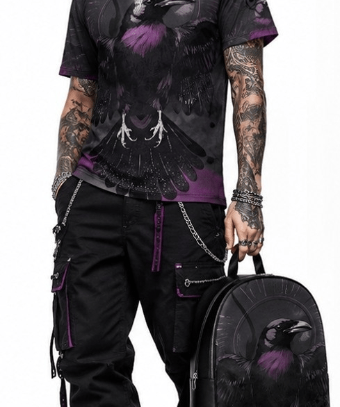 Men's multicolor all-over print cotton T-shirt with round neckline and soft texture — alternate view