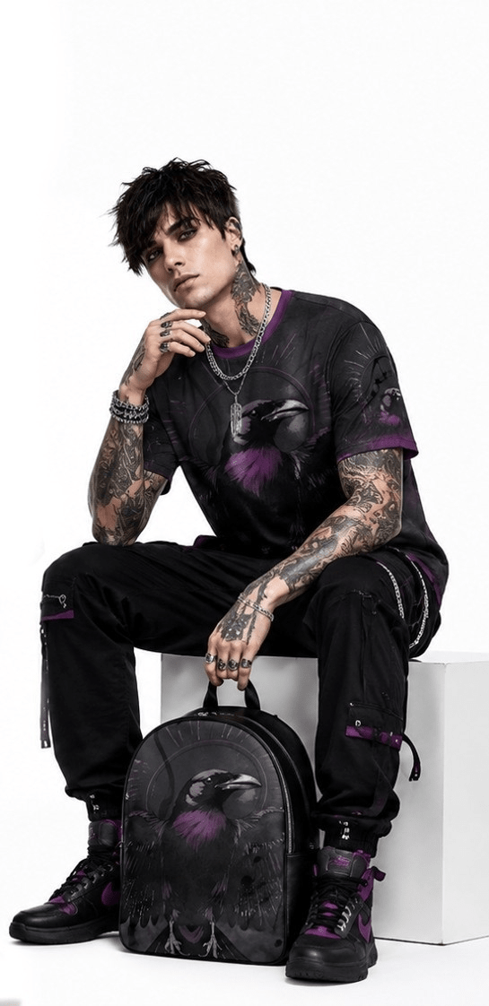 Rich and Rich Men's Multicolor Magenta Gray and Black Designer Cotton T-Shirt - Rich and Rich Homeopportunities