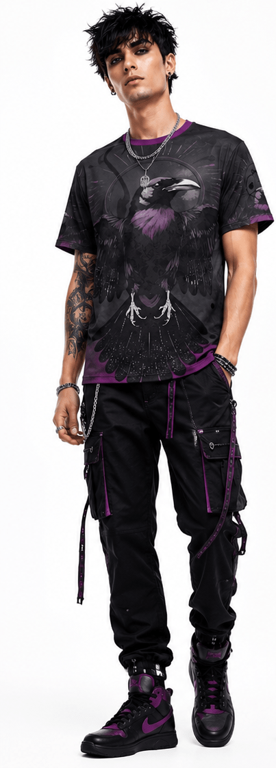 Rich and Rich Men's Multicolor Magenta Gray and Black Designer Cotton T-Shirt - Rich and Rich Homeopportunities