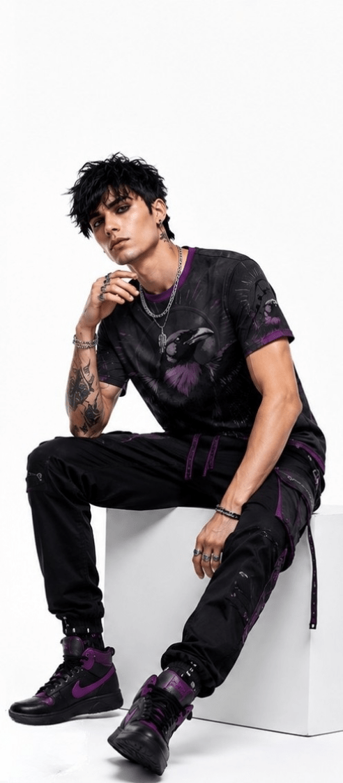 Rich and Rich Men's Multicolor Magenta Gray and Black Designer Cotton T-Shirt - Rich and Rich Homeopportunities