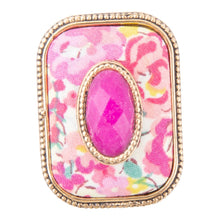 Load image into Gallery viewer, Pink Agate Stacked Stone Floral Golden Statement Ring
