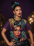 Model wearing Queen Teal Rose T-Shirt