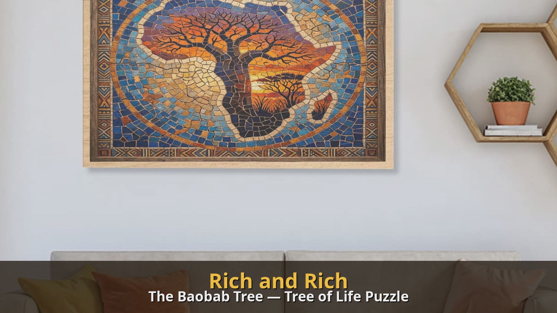 Rich and Rich The Baobab Tree — Tree of Life 1000 Custom Wooden Jigsaw Puzzle Gift | 29.53" x 19.69" Decorative Wooden Puzzle